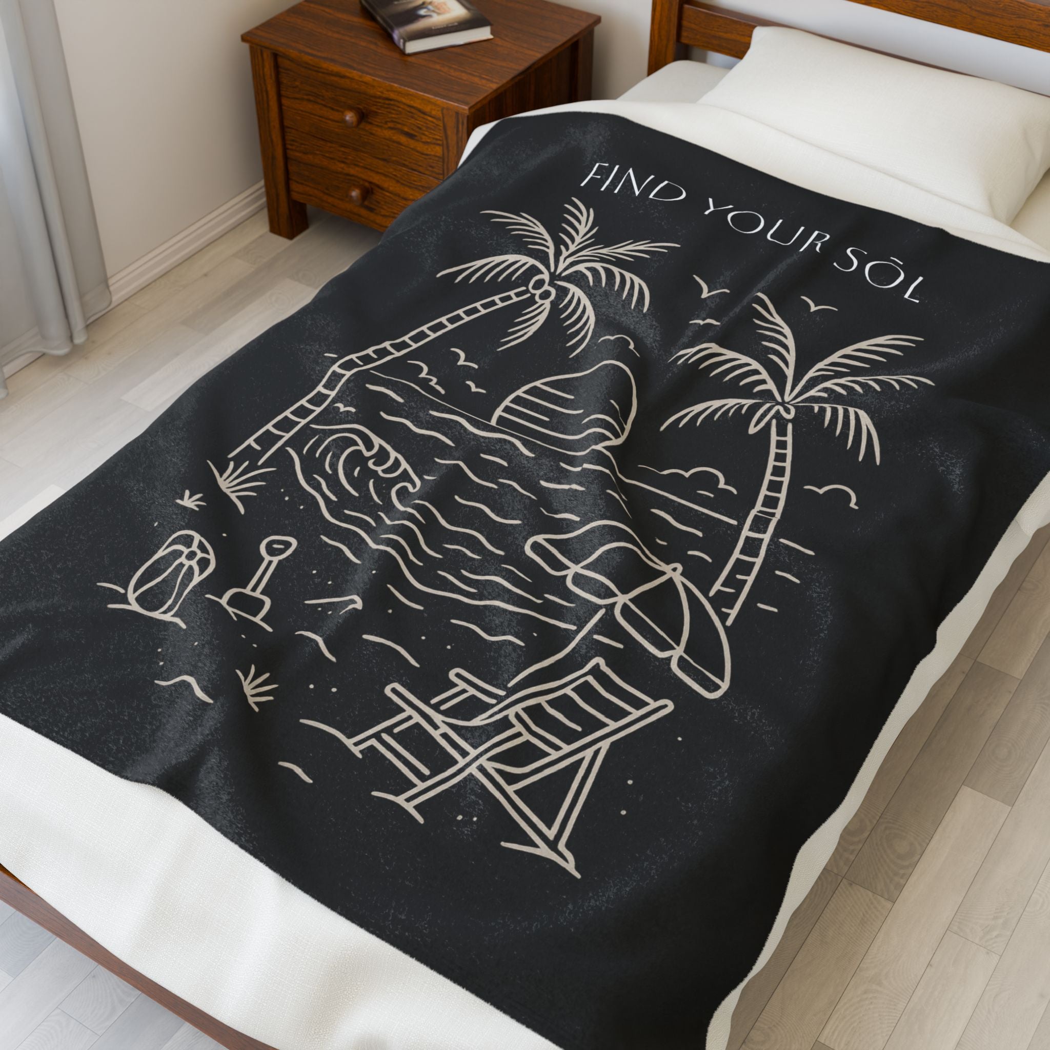 Sōl™ Clothing - Find Your Sōl Velveteen Plush Blanket - Cozy Beach Vibes, Travel Blanket, Gift for Relaxation, Home Decor, Summer Gift