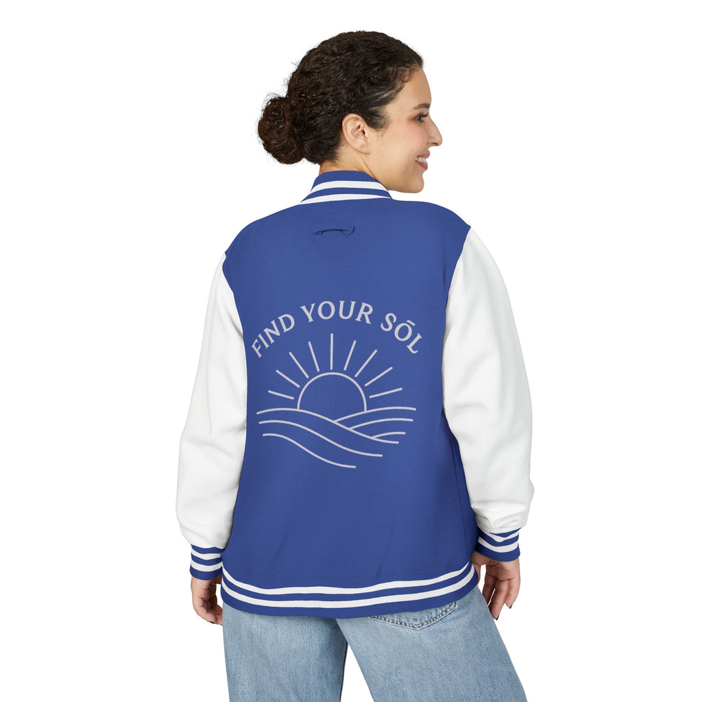 Sōl™ Clothing - Unisex Heavyweight Letterman Jacket - Find Your Sól, Personalized Gift, College Apparel, Retro Style, Casual Outerwear