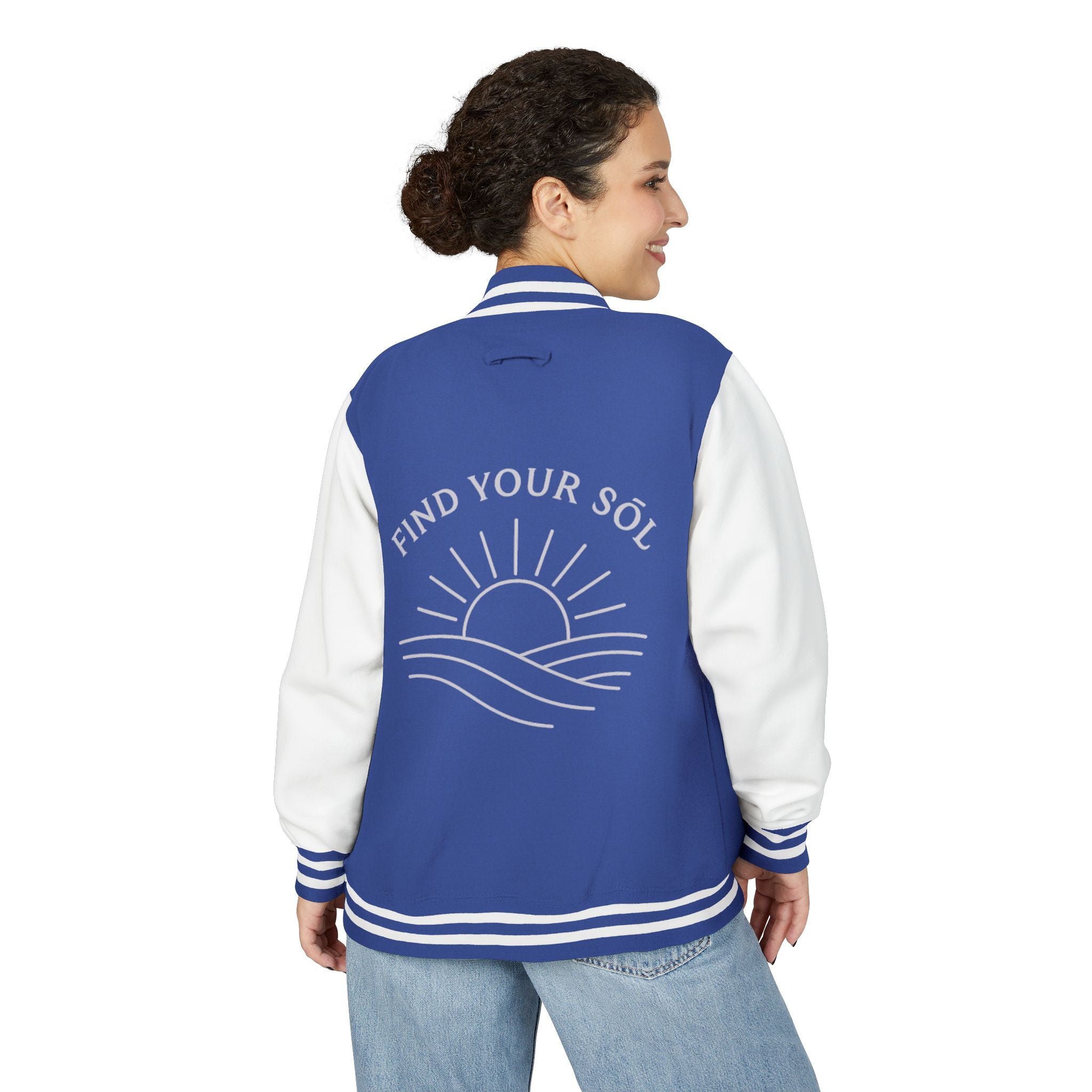 Sōl™ Clothing - Unisex Heavyweight Letterman Jacket - Find Your Sól, Personalized Gift, College Apparel, Retro Style, Casual Outerwear