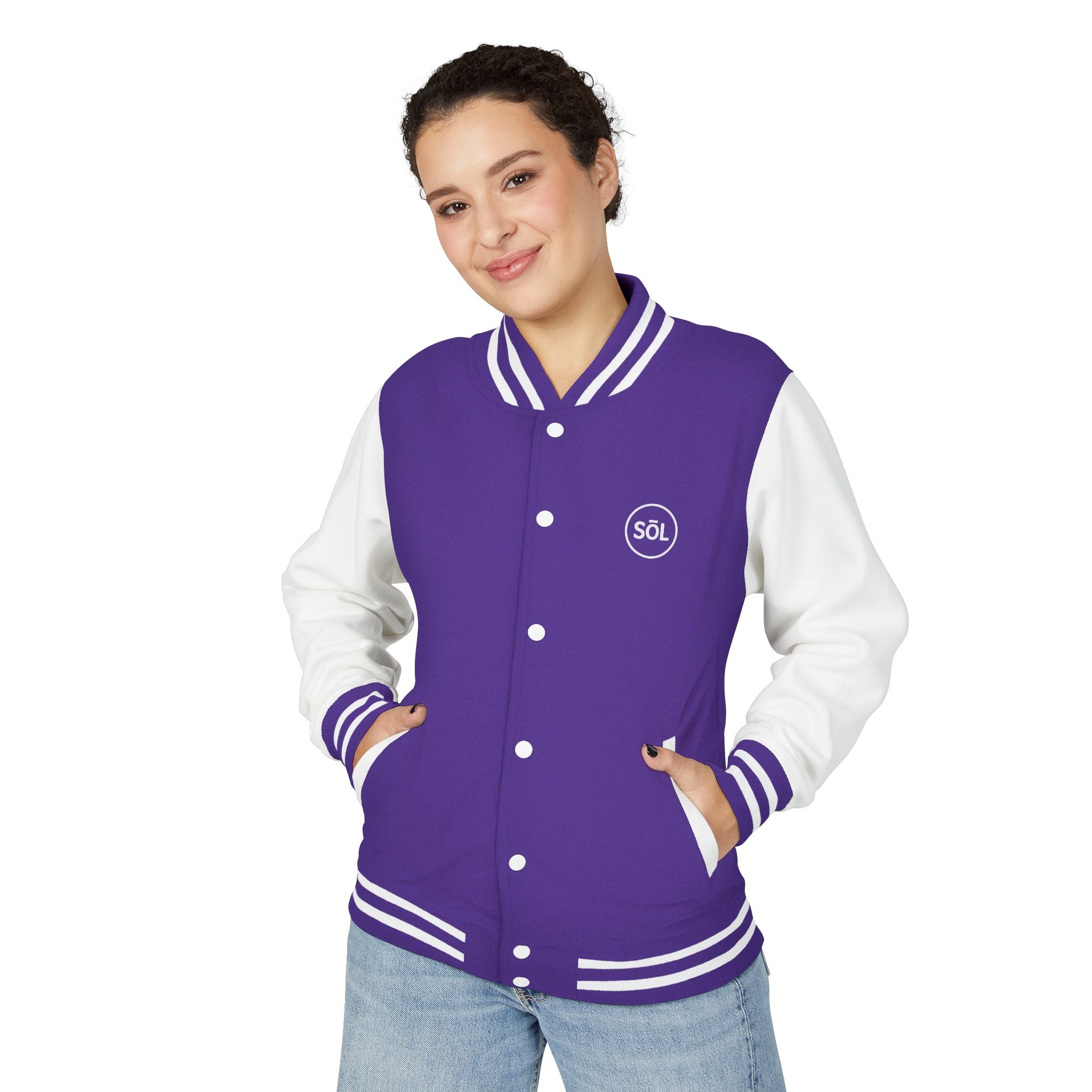 Sōl™ Clothing - Unisex Heavyweight Letterman Jacket - Find Your Sól, Personalized Gift, College Apparel, Retro Style, Casual Outerwear