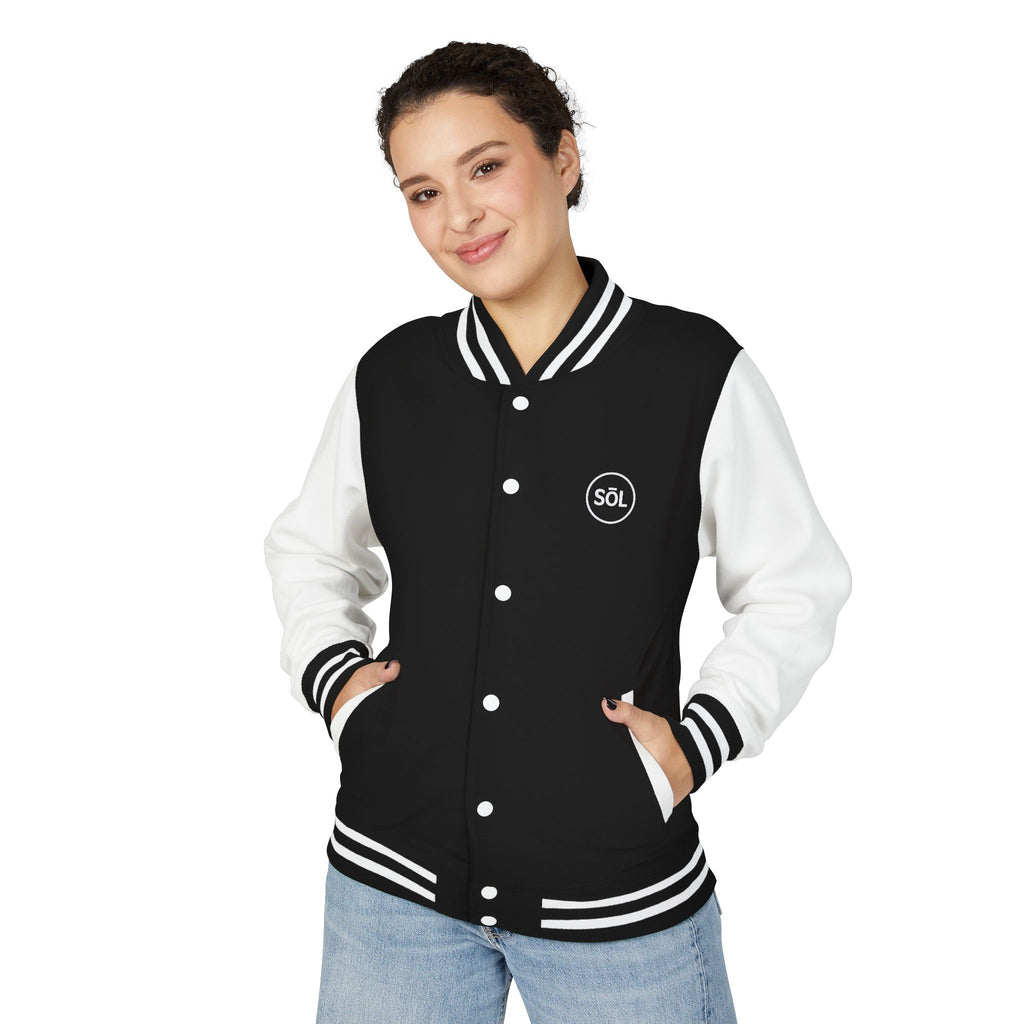 Sōl™ Clothing - Unisex Heavyweight Letterman Jacket - Find Your Sól, Personalized Gift, College Apparel, Retro Style, Casual Outerwear