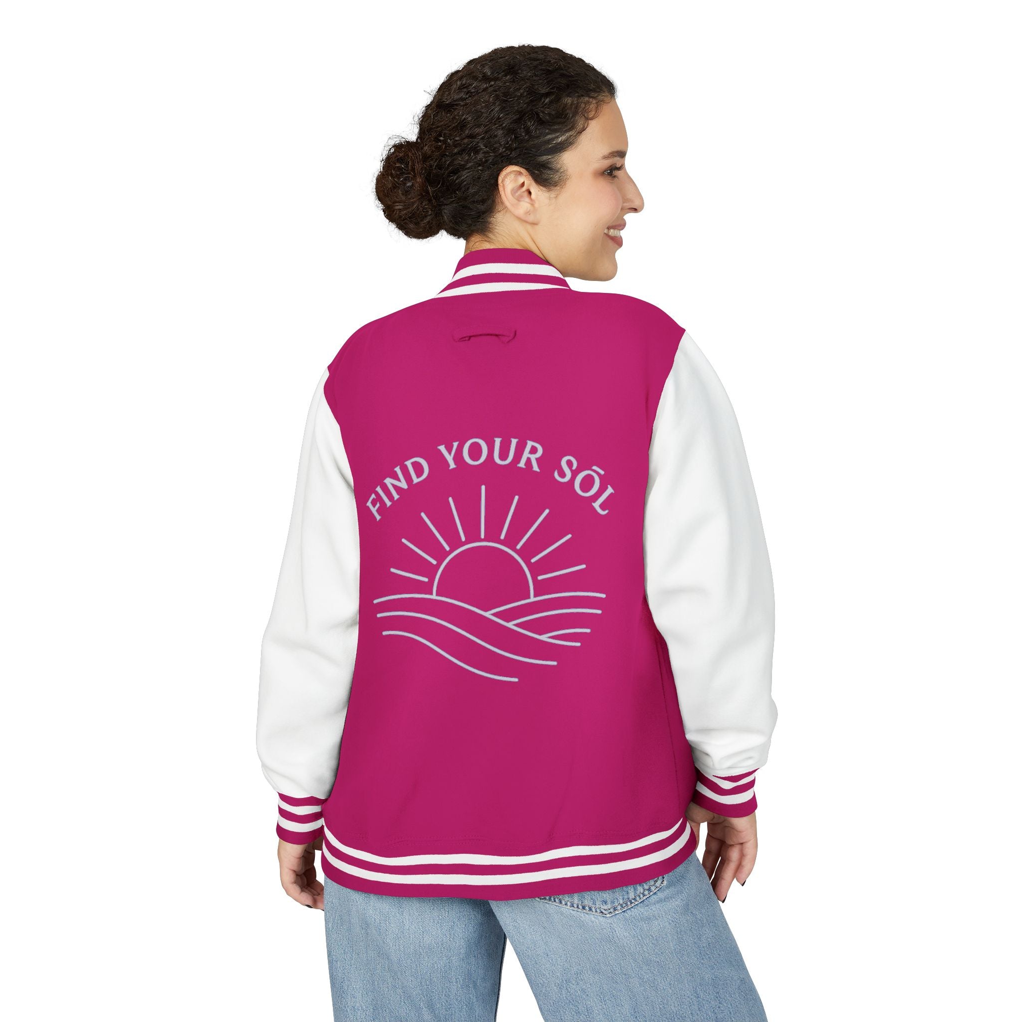 Sōl™ Clothing - Unisex Heavyweight Letterman Jacket - Find Your Sól, Personalized Gift, College Apparel, Retro Style, Casual Outerwear