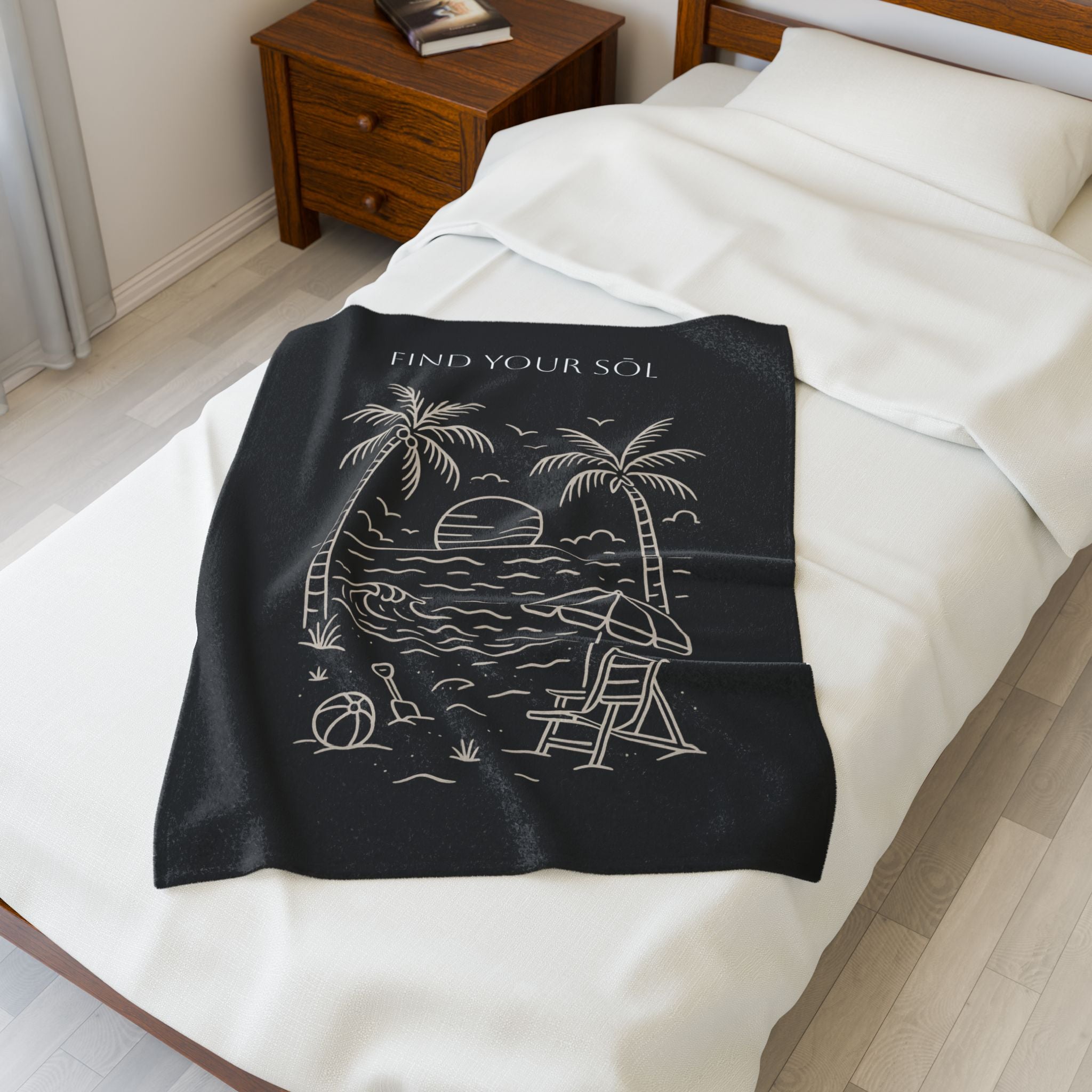 Sōl™ Clothing - Find Your Sōl Velveteen Plush Blanket - Cozy Beach Vibes, Travel Blanket, Gift for Relaxation, Home Decor, Summer Gift