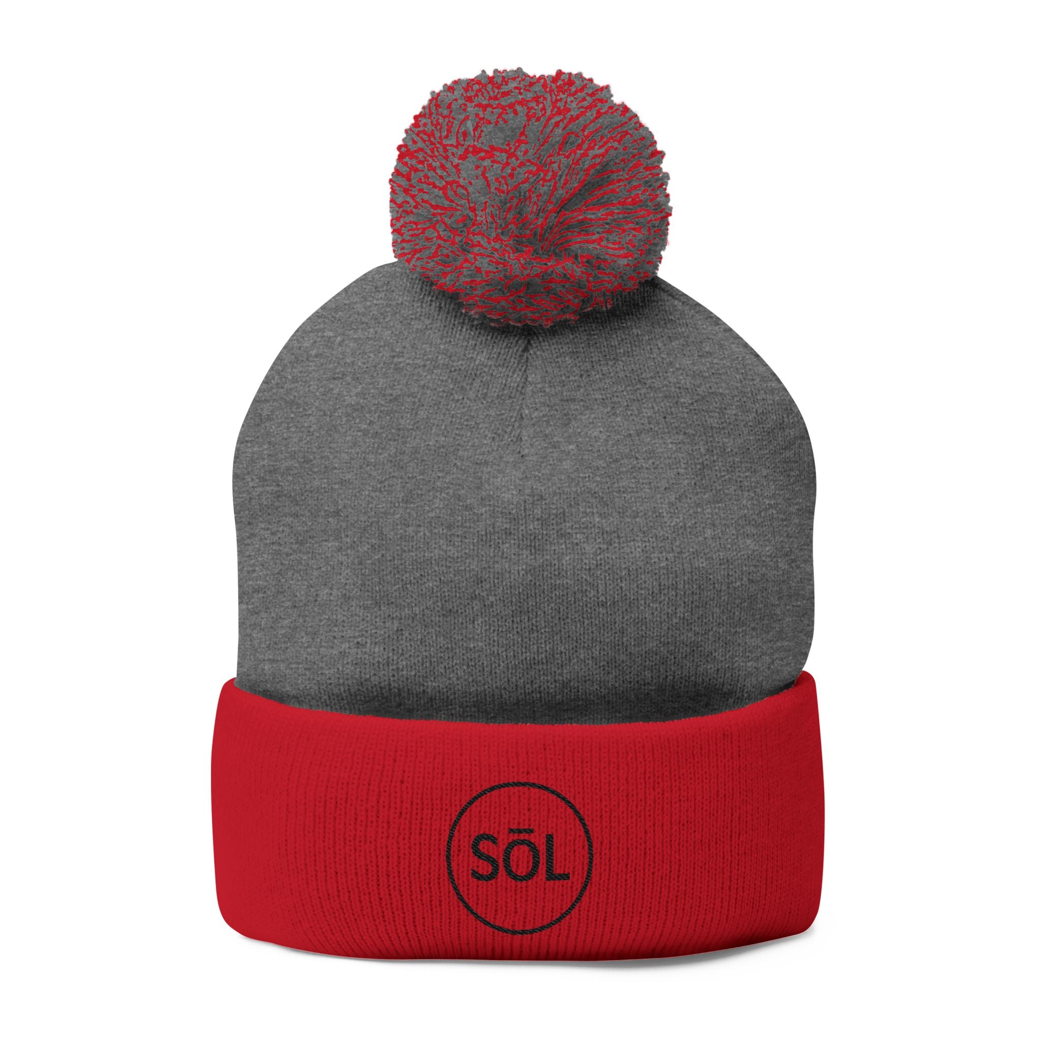 Sōl™ Clothing - Cozy Pom-Pom Knit Cap - Perfect for Winter Fashion, Ski Trips, Gift for Her, Embroidered Beanie, Casual Accessories