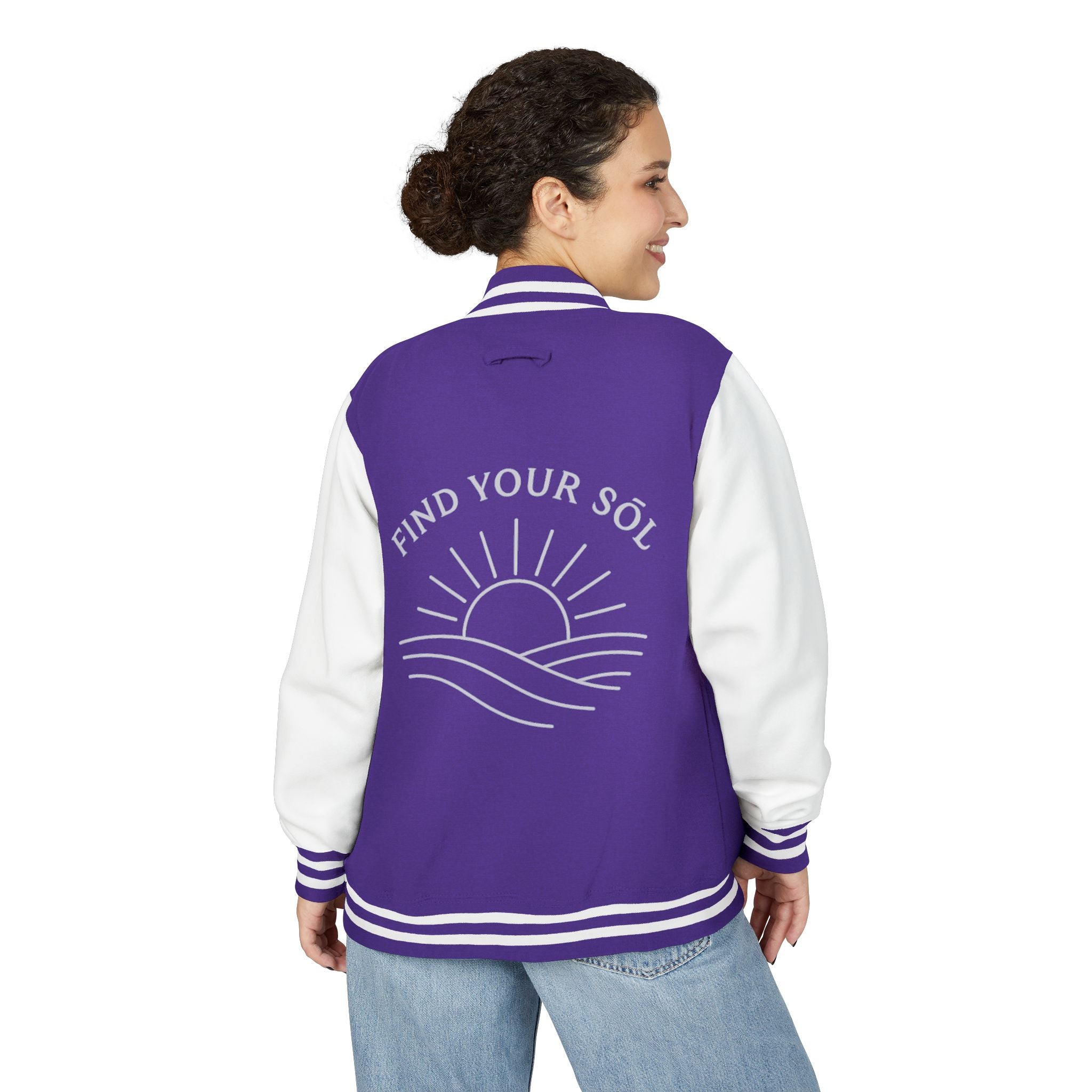 Sōl™ Clothing - Unisex Heavyweight Letterman Jacket - Find Your Sól, Personalized Gift, College Apparel, Retro Style, Casual Outerwear