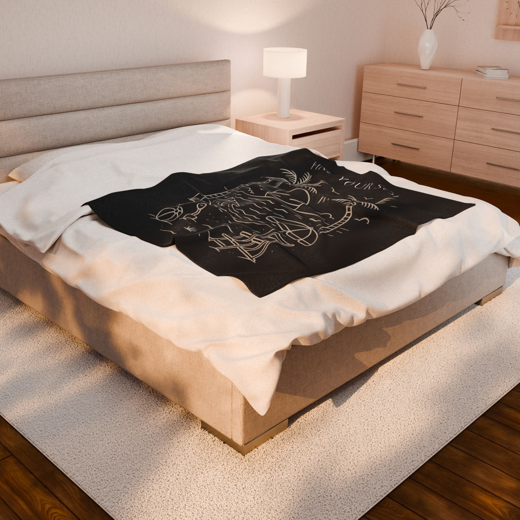 Sōl™ Clothing - Find Your Sōl Velveteen Plush Blanket - Cozy Beach Vibes, Travel Blanket, Gift for Relaxation, Home Decor, Summer Gift