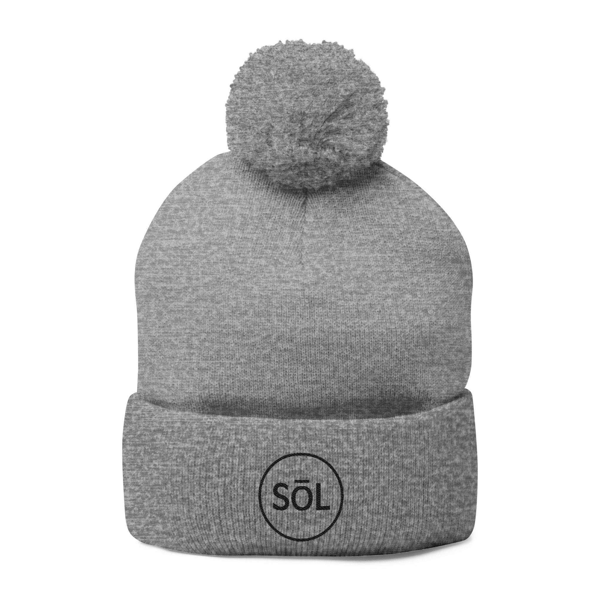 Sōl™ Clothing - Cozy Pom-Pom Knit Cap - Perfect for Winter Fashion, Ski Trips, Gift for Her, Embroidered Beanie, Casual Accessories