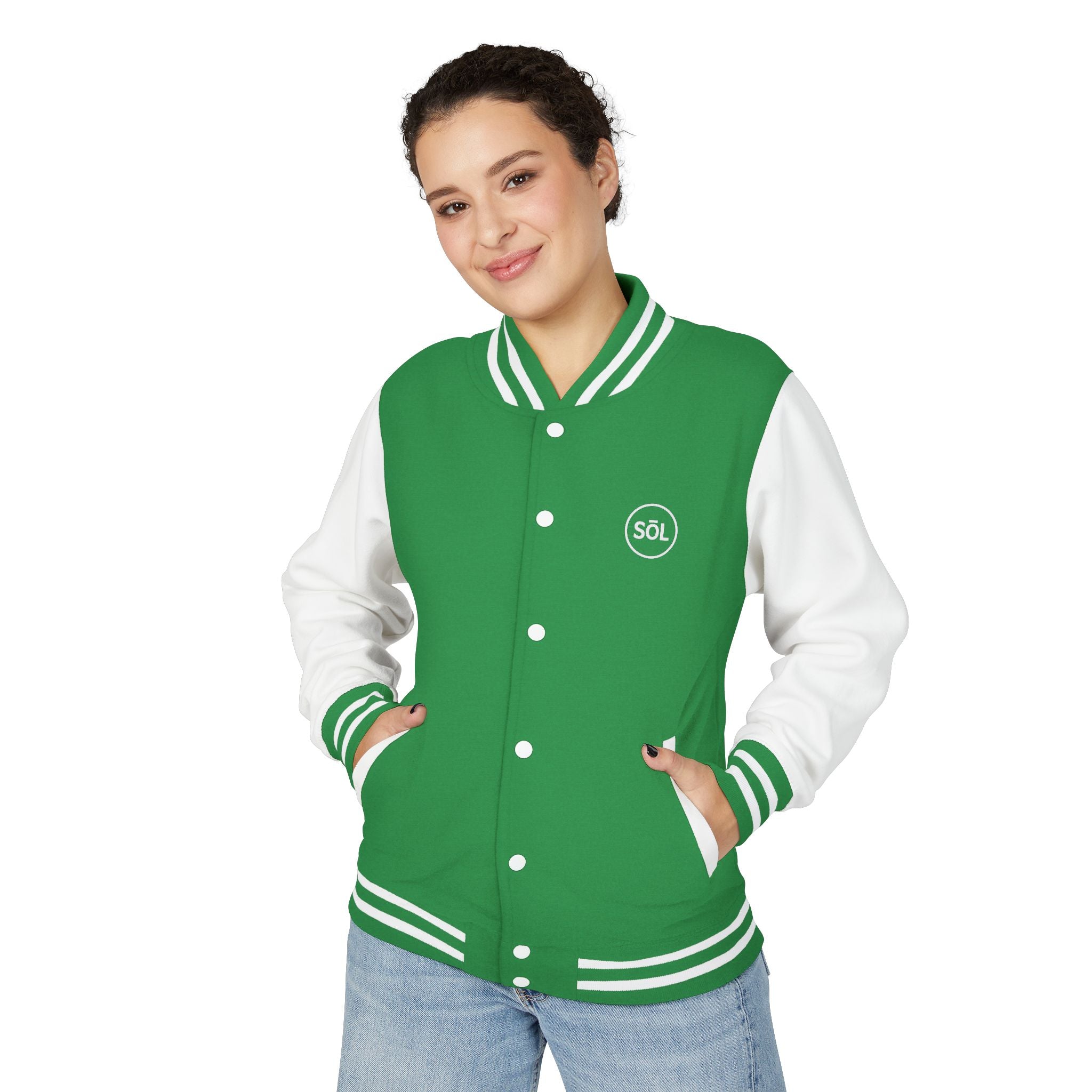 Sōl™ Clothing - Unisex Heavyweight Letterman Jacket - Find Your Sól, Personalized Gift, College Apparel, Retro Style, Casual Outerwear