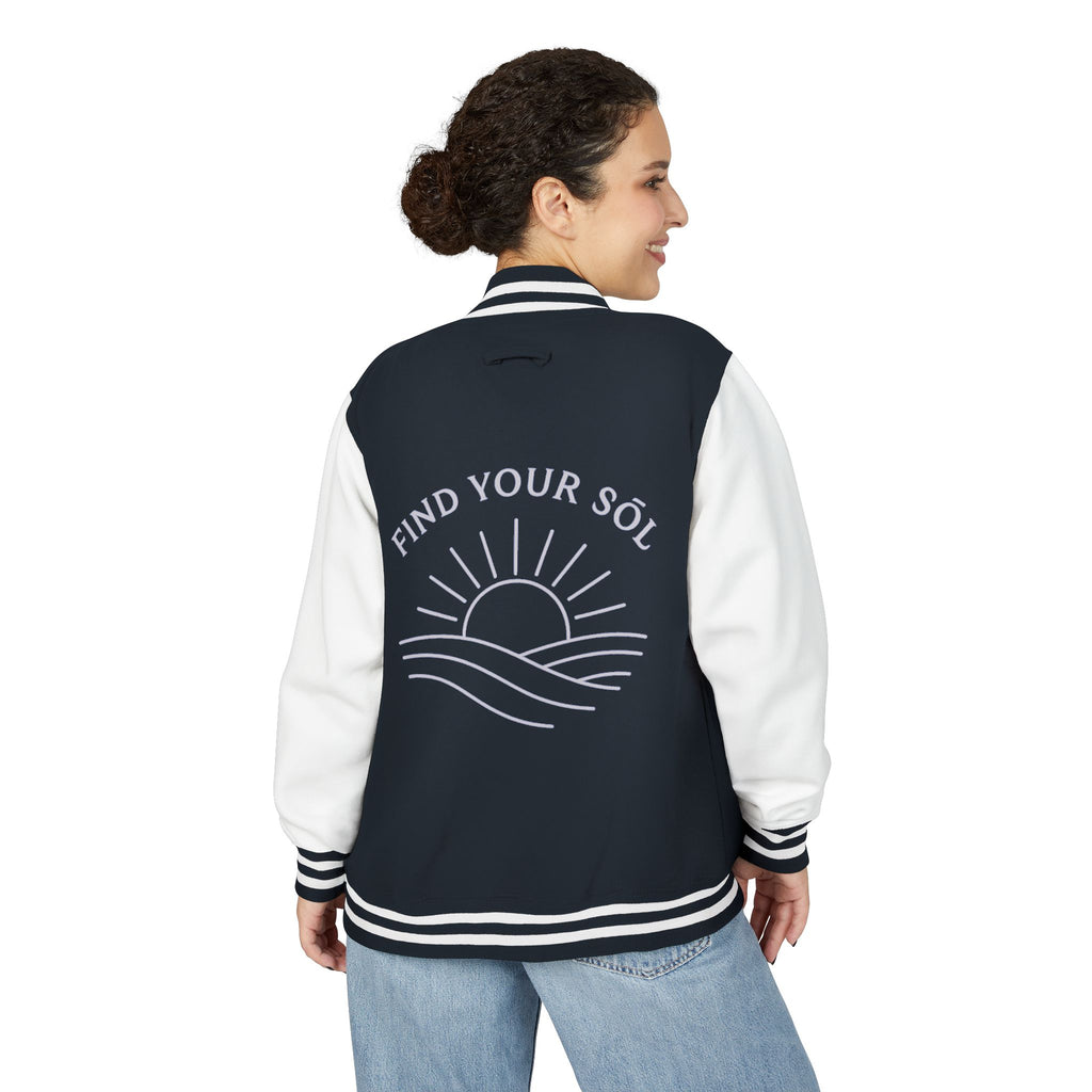 Sōl™ Clothing - Unisex Heavyweight Letterman Jacket - Find Your Sól, Personalized Gift, College Apparel, Retro Style, Casual Outerwear