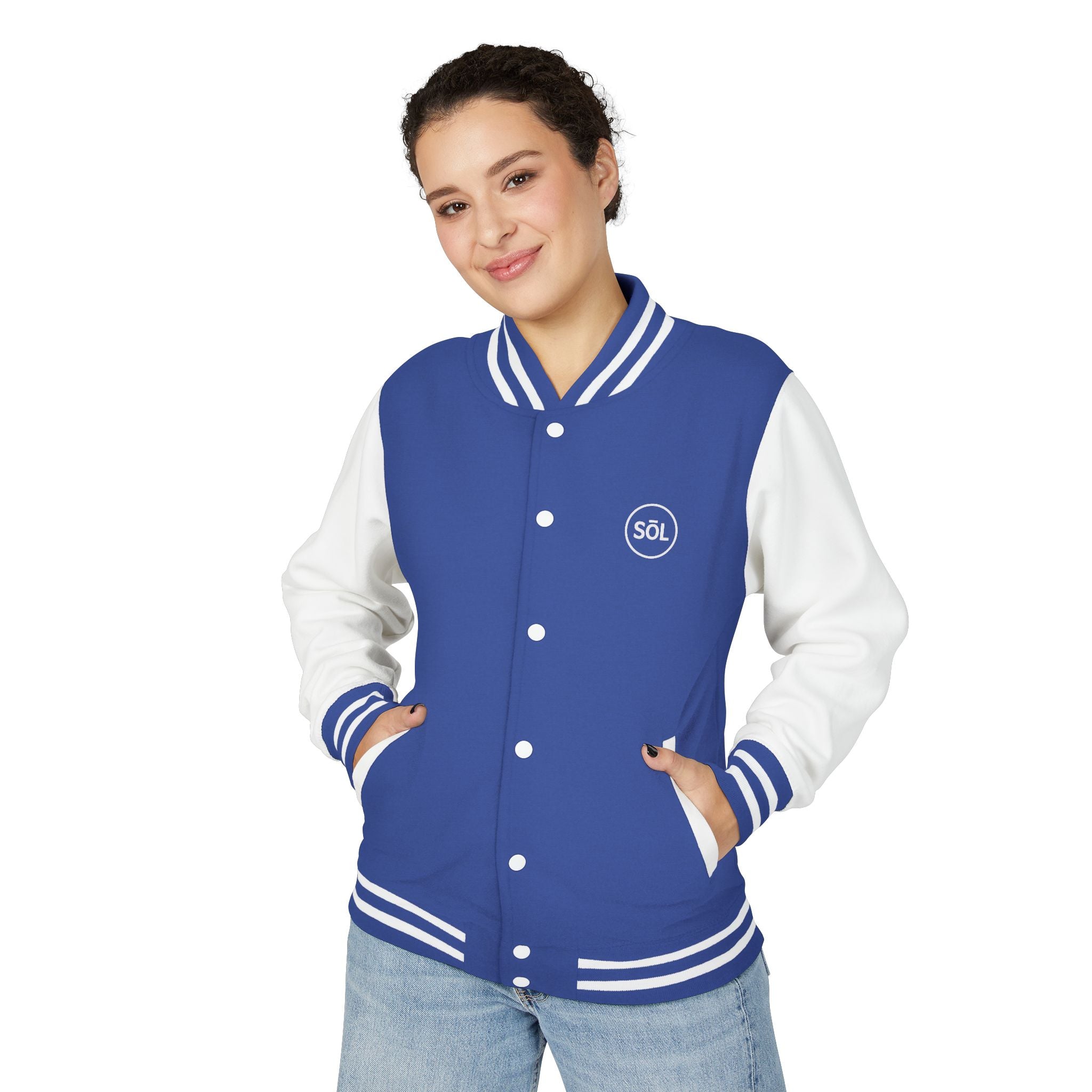 Sōl™ Clothing - Unisex Heavyweight Letterman Jacket - Find Your Sól, Personalized Gift, College Apparel, Retro Style, Casual Outerwear