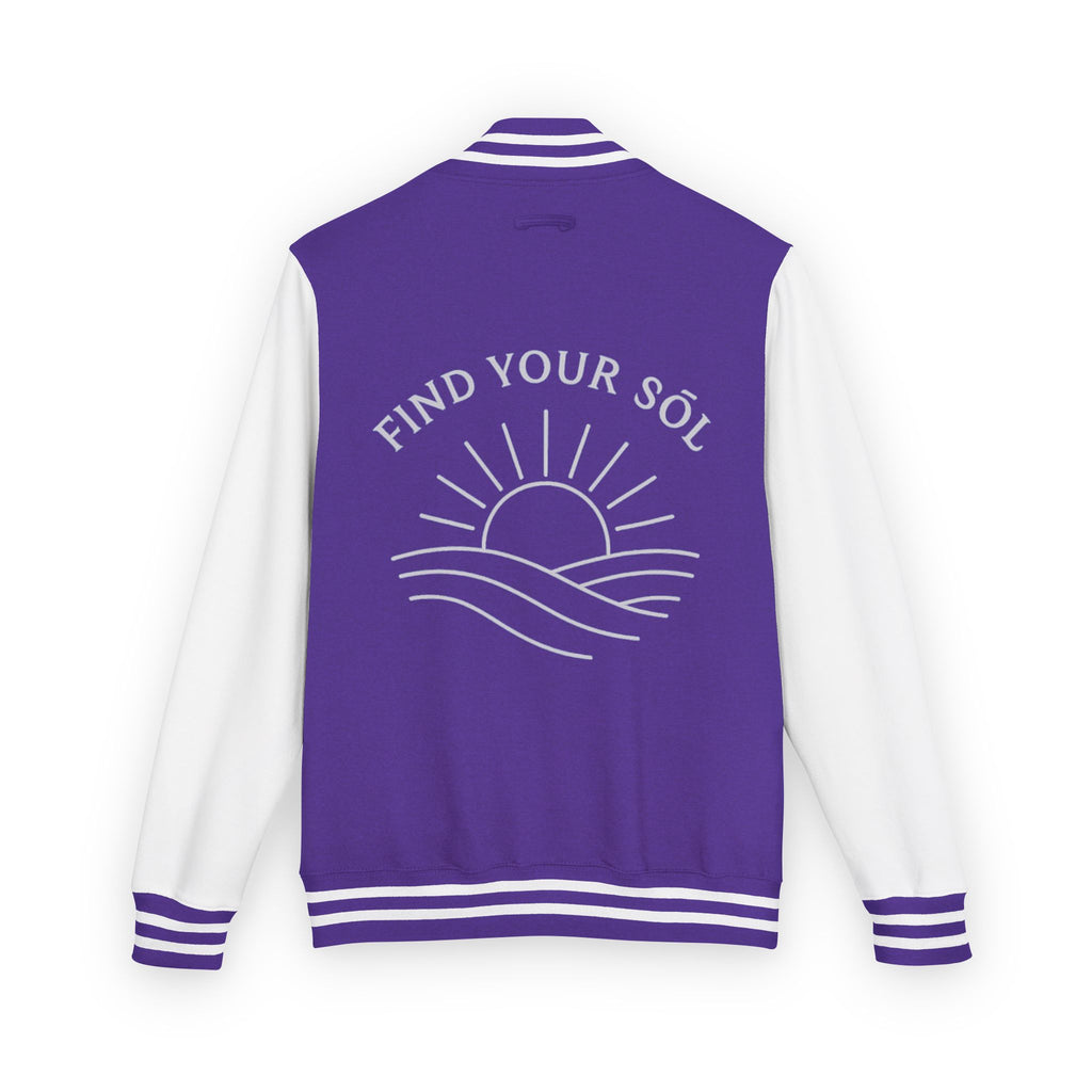 Sōl™ Clothing - Unisex Heavyweight Letterman Jacket - Find Your Sól, Personalized Gift, College Apparel, Retro Style, Casual Outerwear