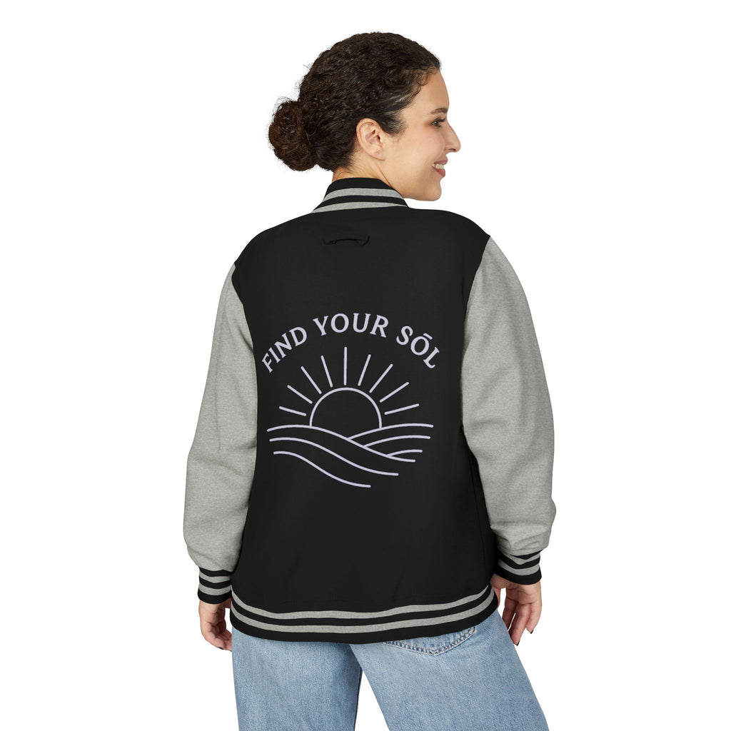 Sōl™ Clothing - Unisex Heavyweight Letterman Jacket - Find Your Sól, Personalized Gift, College Apparel, Retro Style, Casual Outerwear