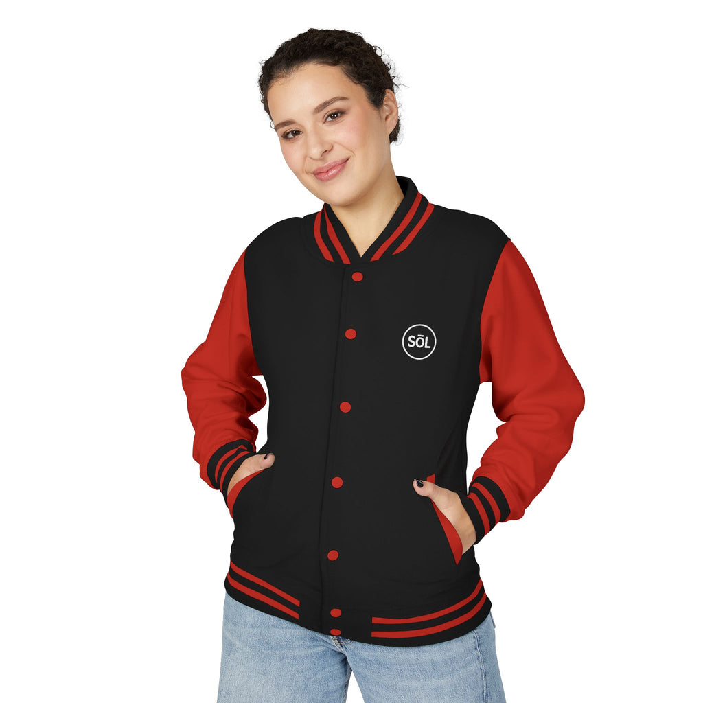 Sōl™ Clothing - Unisex Heavyweight Letterman Jacket - Find Your Sól, Personalized Gift, College Apparel, Retro Style, Casual Outerwear