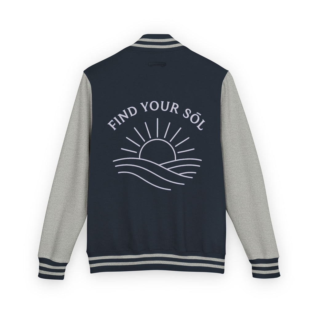 Sōl™ Clothing - Unisex Heavyweight Letterman Jacket - Find Your Sól, Personalized Gift, College Apparel, Retro Style, Casual Outerwear