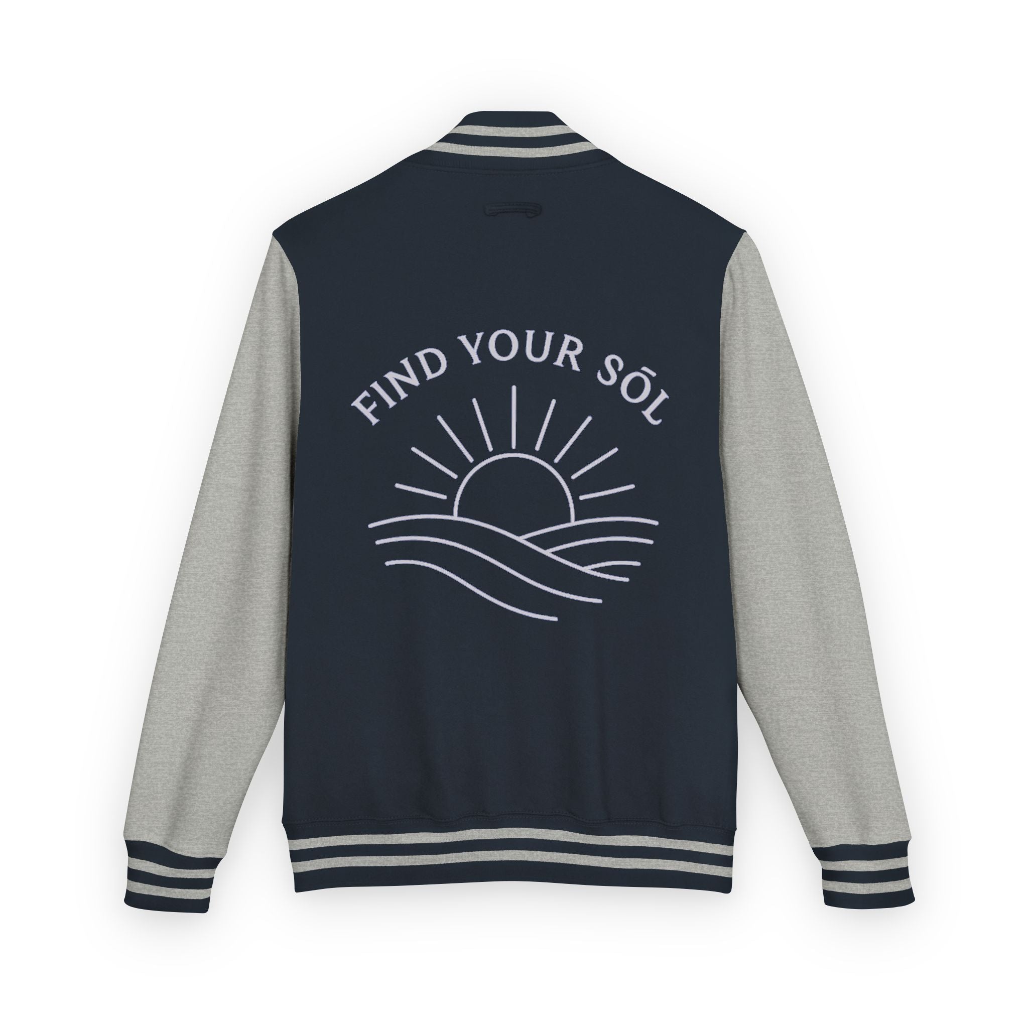 Sōl™ Clothing - Unisex Heavyweight Letterman Jacket - Find Your Sól, Personalized Gift, College Apparel, Retro Style, Casual Outerwear