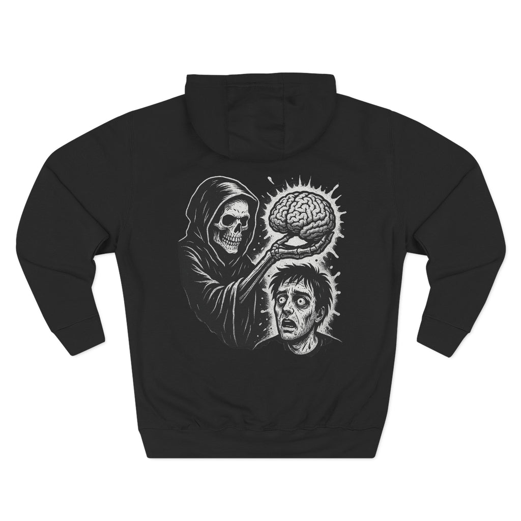 Sōl™ Clothing - Spooky BrainRot Three-Panel Fleece Hoodie | Halloween, Casual Wear, Unisex, Street Style, Cozy Sweatshirt