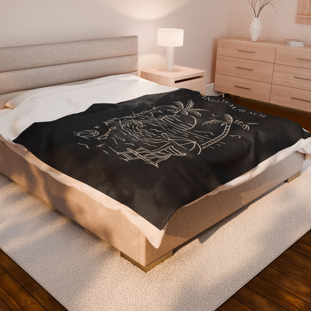 Sōl™ Clothing - Find Your Sōl Velveteen Plush Blanket - Cozy Beach Vibes, Travel Blanket, Gift for Relaxation, Home Decor, Summer Gift