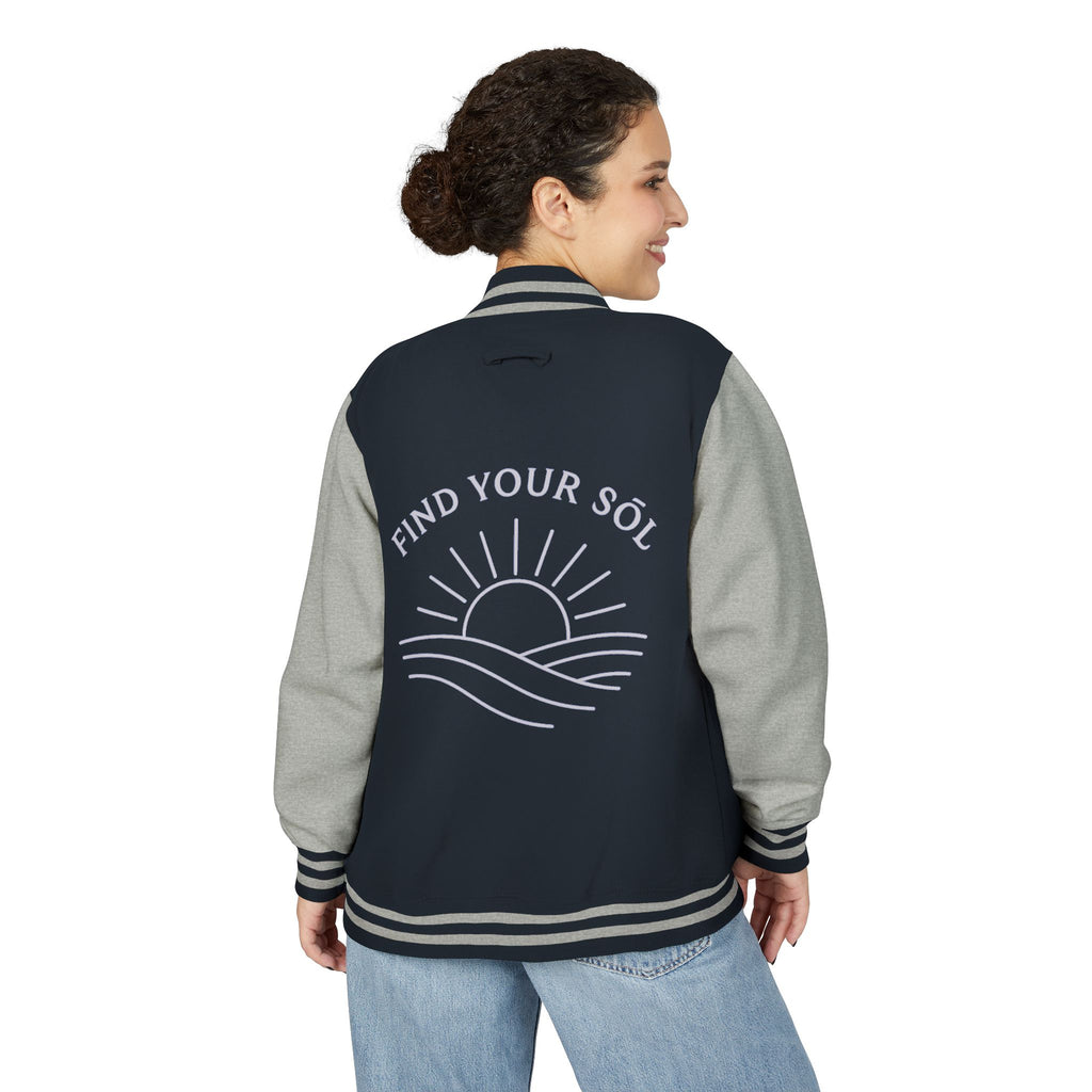 Sōl™ Clothing - Unisex Heavyweight Letterman Jacket - Find Your Sól, Personalized Gift, College Apparel, Retro Style, Casual Outerwear