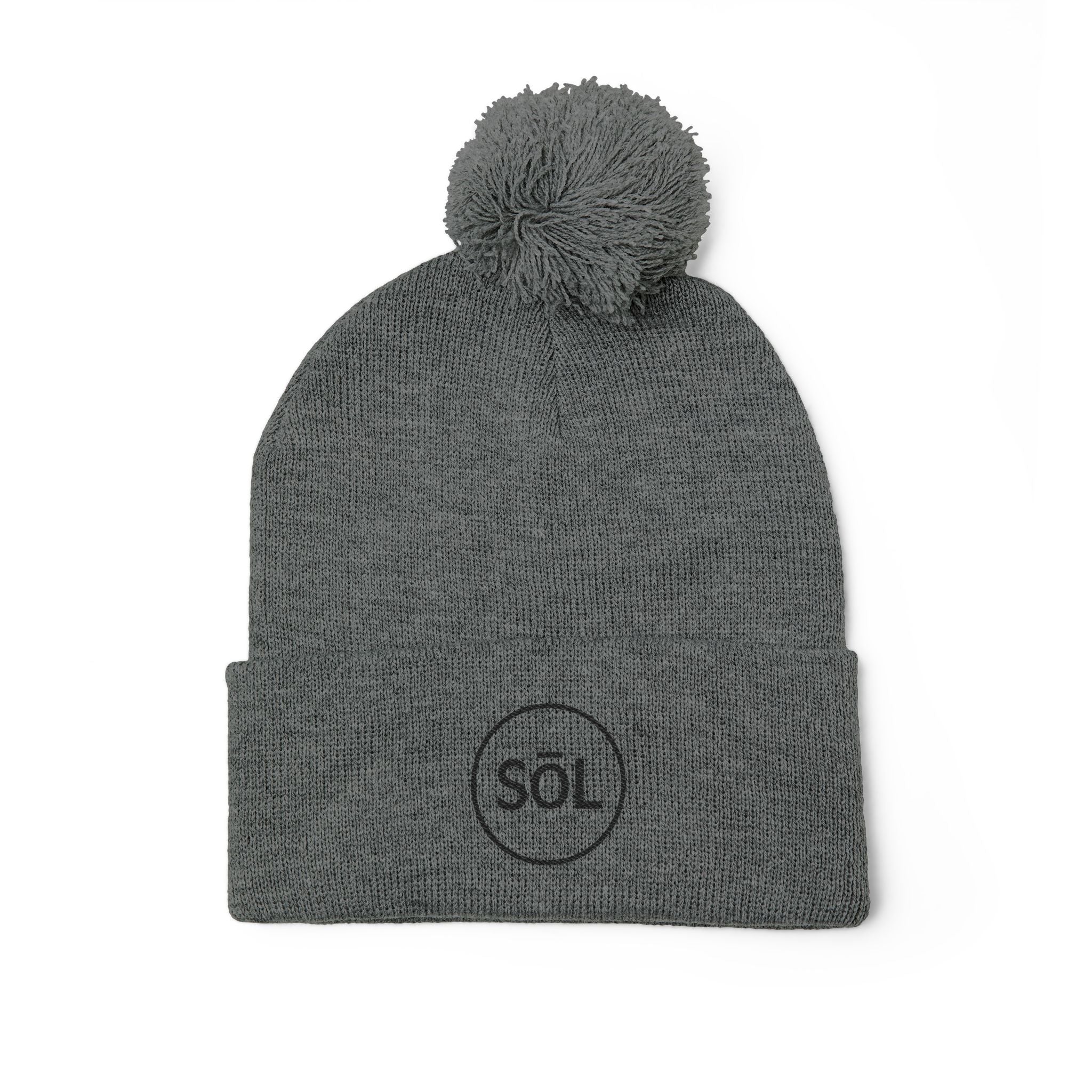 Sōl™ Clothing - Cozy Pom-Pom Knit Cap - Perfect for Winter Fashion, Ski Trips, Gift for Her, Embroidered Beanie, Casual Accessories