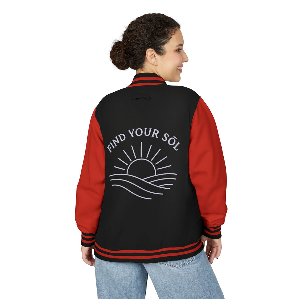 Sōl™ Clothing - Unisex Heavyweight Letterman Jacket - Find Your Sól, Personalized Gift, College Apparel, Retro Style, Casual Outerwear