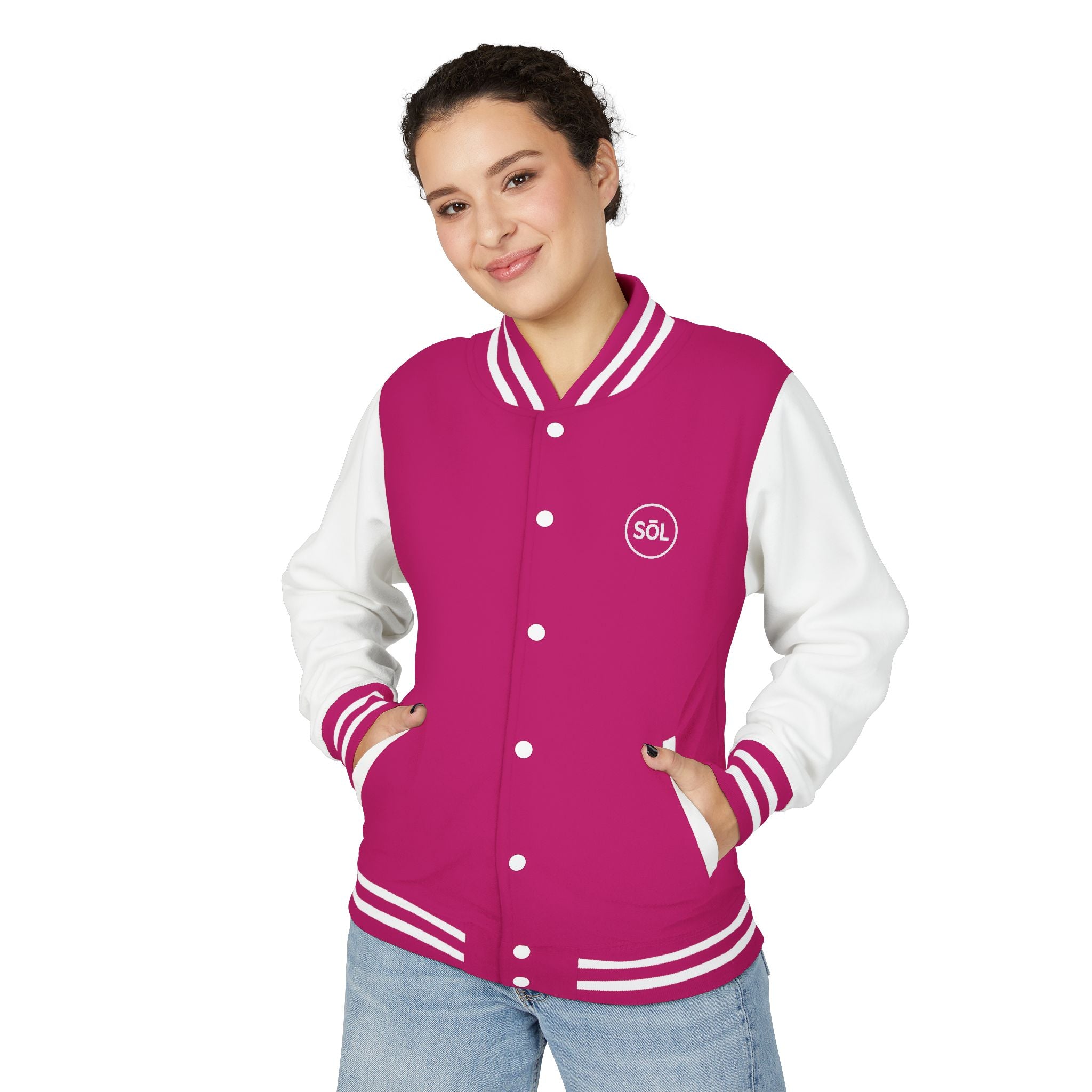 Sōl™ Clothing - Unisex Heavyweight Letterman Jacket - Find Your Sól, Personalized Gift, College Apparel, Retro Style, Casual Outerwear