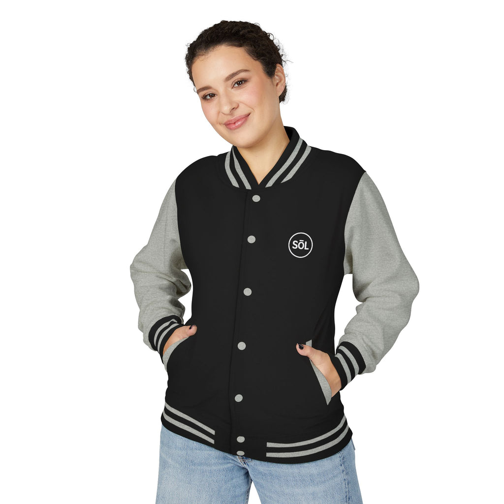 Sōl™ Clothing - Unisex Heavyweight Letterman Jacket - Find Your Sól, Personalized Gift, College Apparel, Retro Style, Casual Outerwear