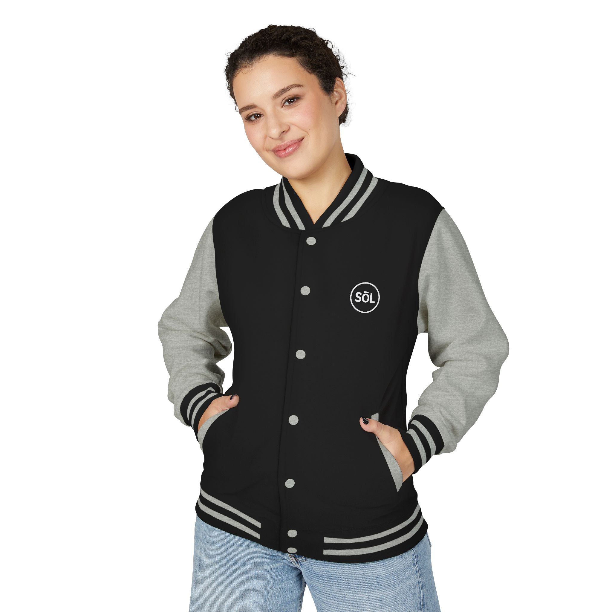 Sōl™ Clothing - Unisex Heavyweight Letterman Jacket - Find Your Sól, Personalized Gift, College Apparel, Retro Style, Casual Outerwear