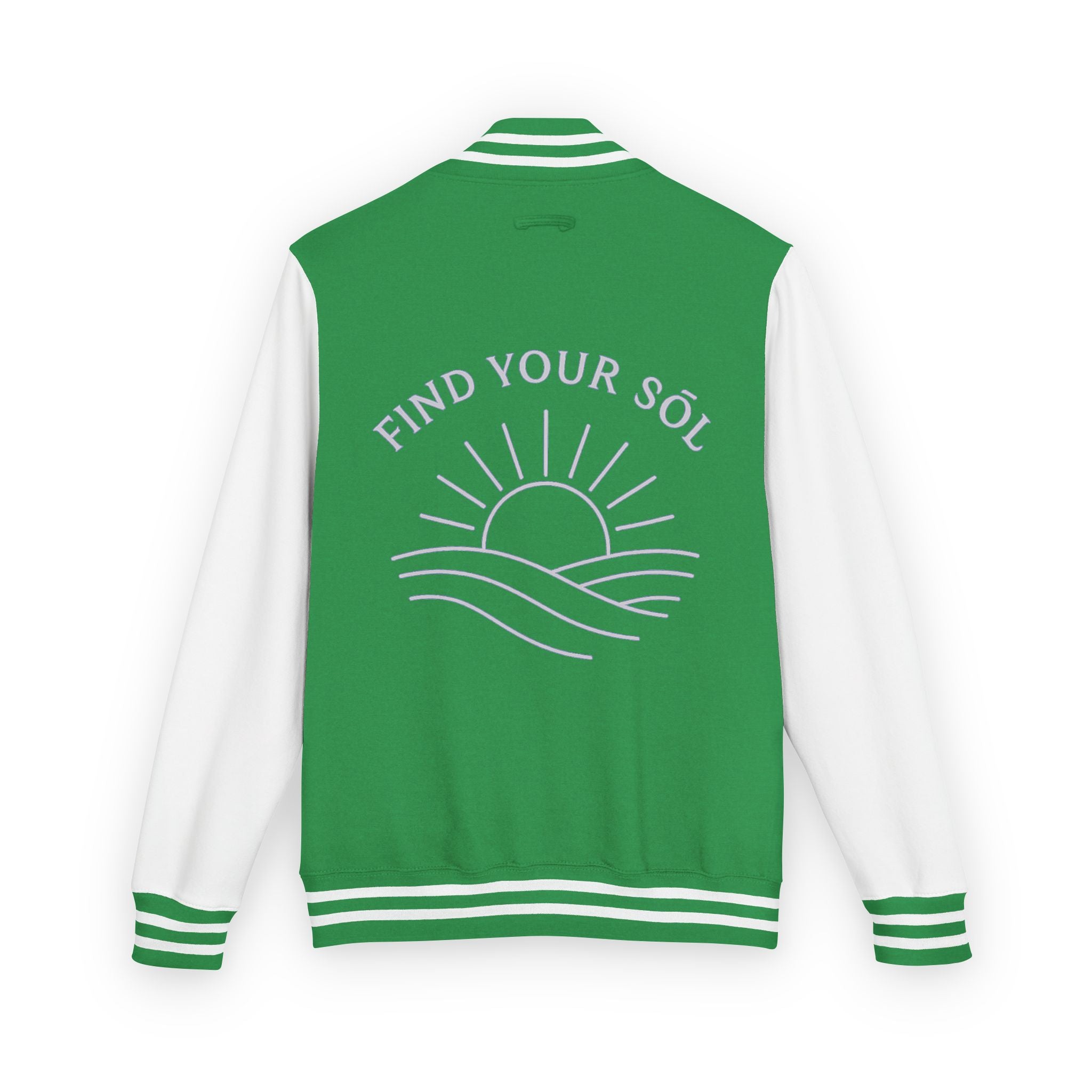 Sōl™ Clothing - Unisex Heavyweight Letterman Jacket - Find Your Sól, Personalized Gift, College Apparel, Retro Style, Casual Outerwear