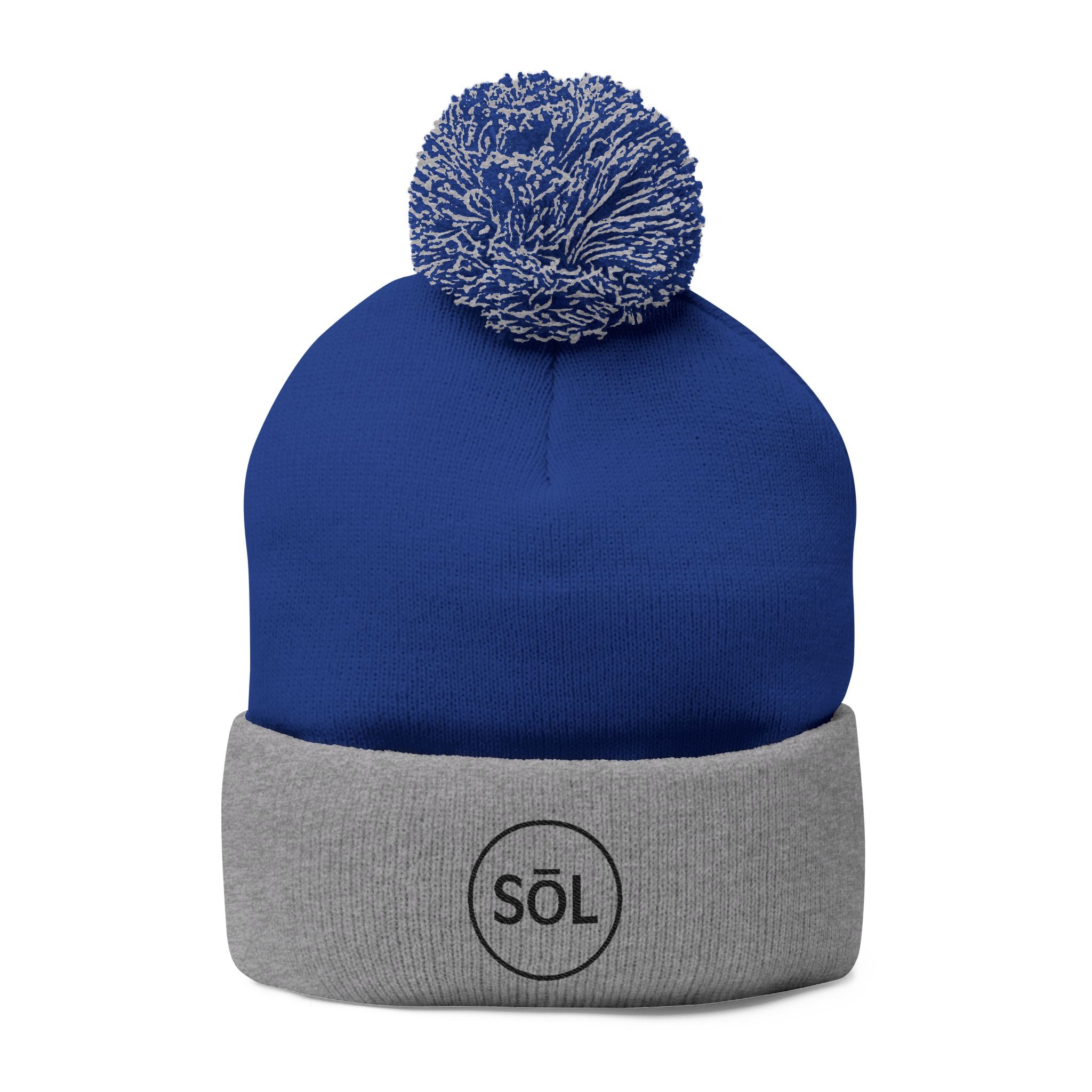 Sōl™ Clothing - Cozy Pom-Pom Knit Cap - Perfect for Winter Fashion, Ski Trips, Gift for Her, Embroidered Beanie, Casual Accessories