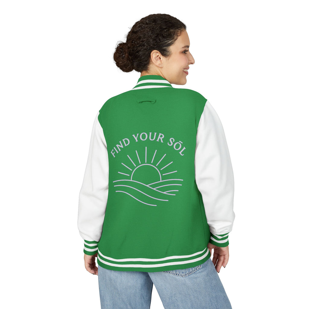 Sōl™ Clothing - Unisex Heavyweight Letterman Jacket - Find Your Sól, Personalized Gift, College Apparel, Retro Style, Casual Outerwear