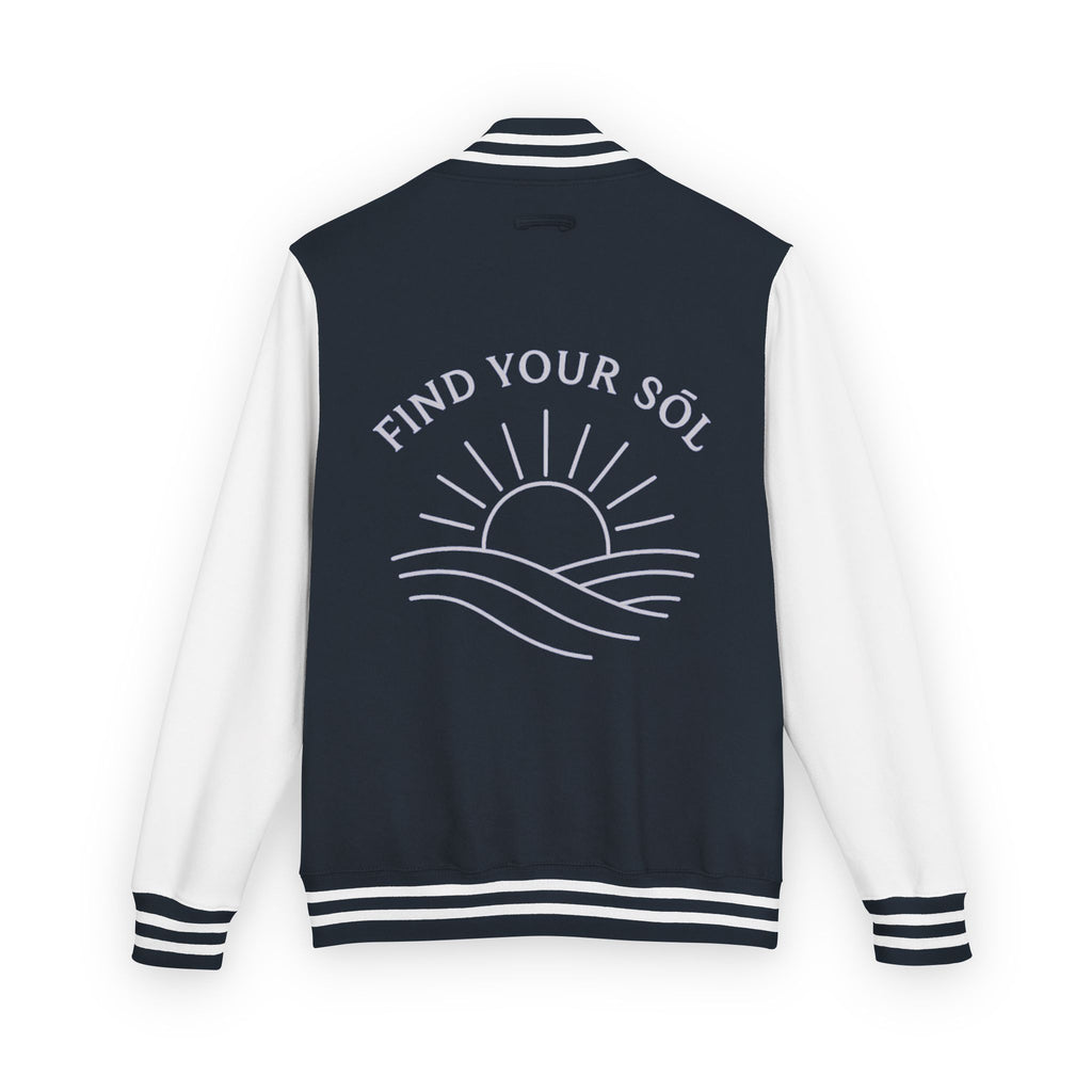 Sōl™ Clothing - Unisex Heavyweight Letterman Jacket - Find Your Sól, Personalized Gift, College Apparel, Retro Style, Casual Outerwear