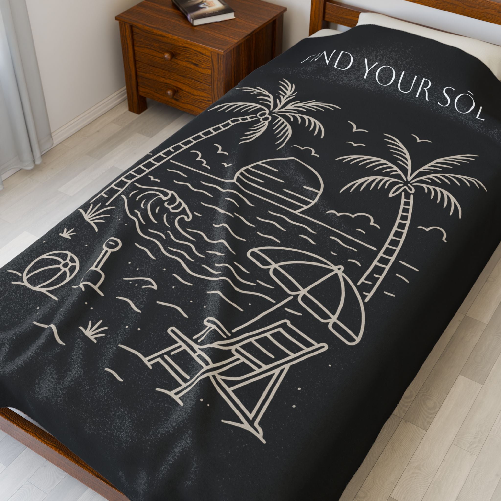Sōl™ Clothing - Find Your Sōl Velveteen Plush Blanket - Cozy Beach Vibes, Travel Blanket, Gift for Relaxation, Home Decor, Summer Gift