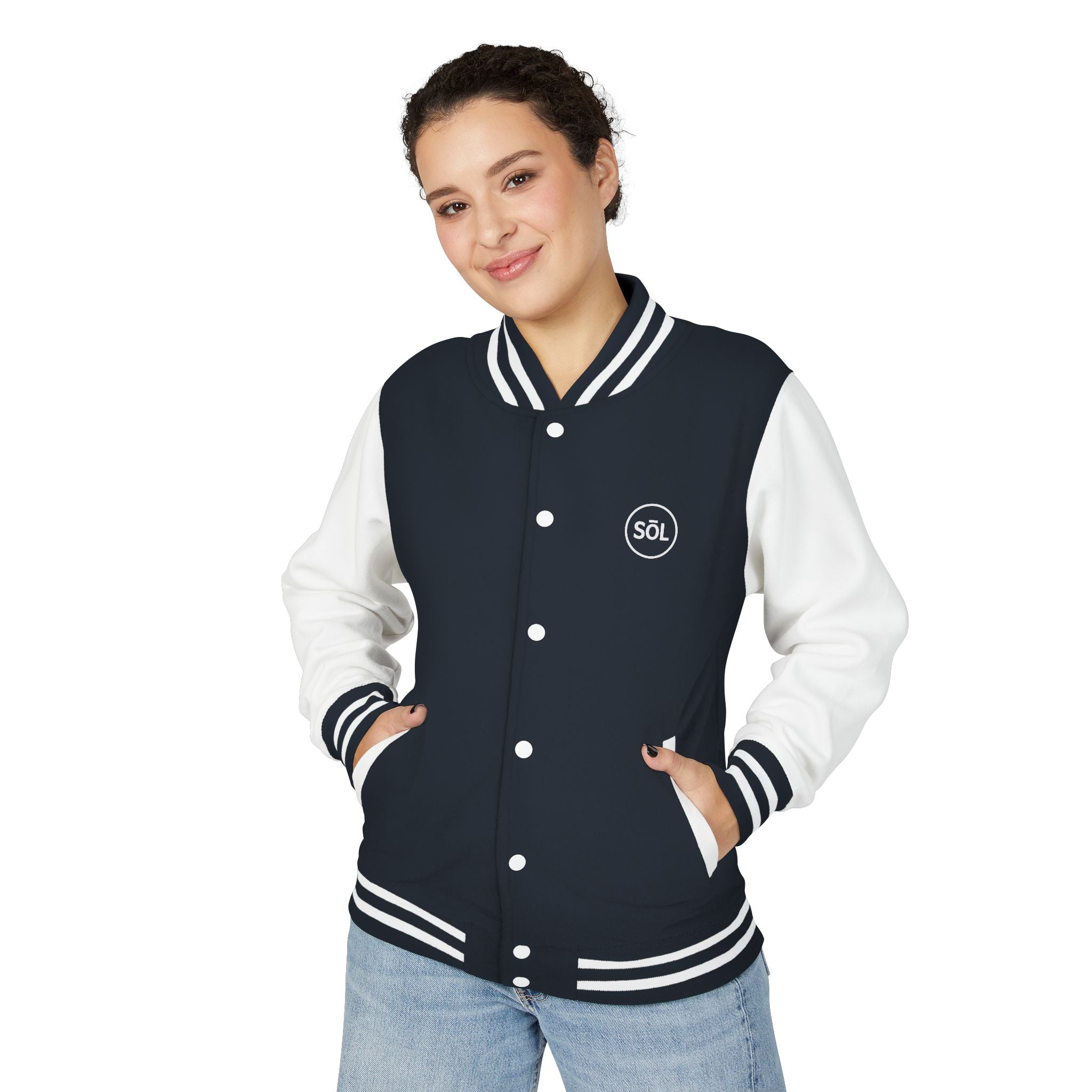 Sōl™ Clothing - Unisex Heavyweight Letterman Jacket - Find Your Sól, Personalized Gift, College Apparel, Retro Style, Casual Outerwear