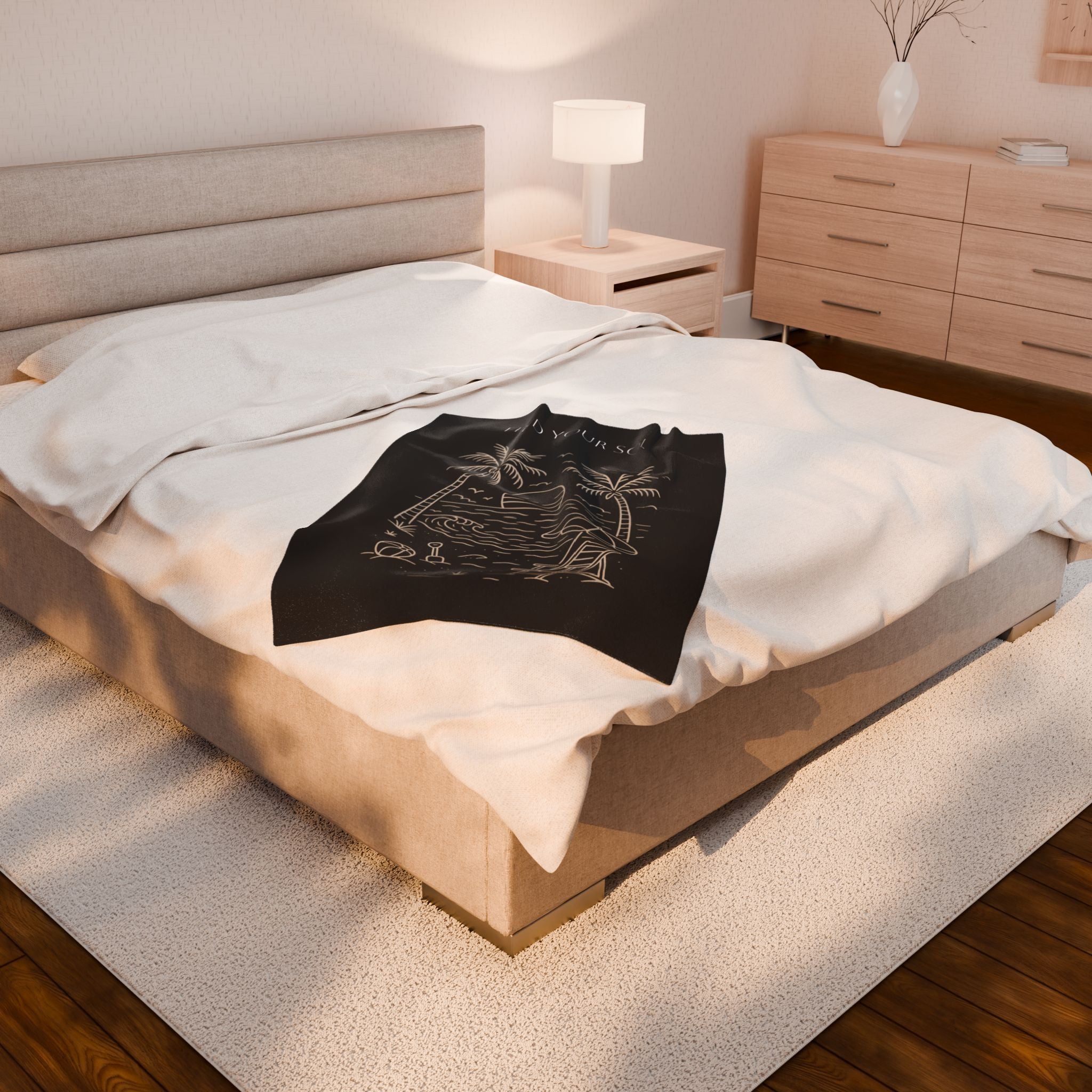 Sōl™ Clothing - Find Your Sōl Velveteen Plush Blanket - Cozy Beach Vibes, Travel Blanket, Gift for Relaxation, Home Decor, Summer Gift