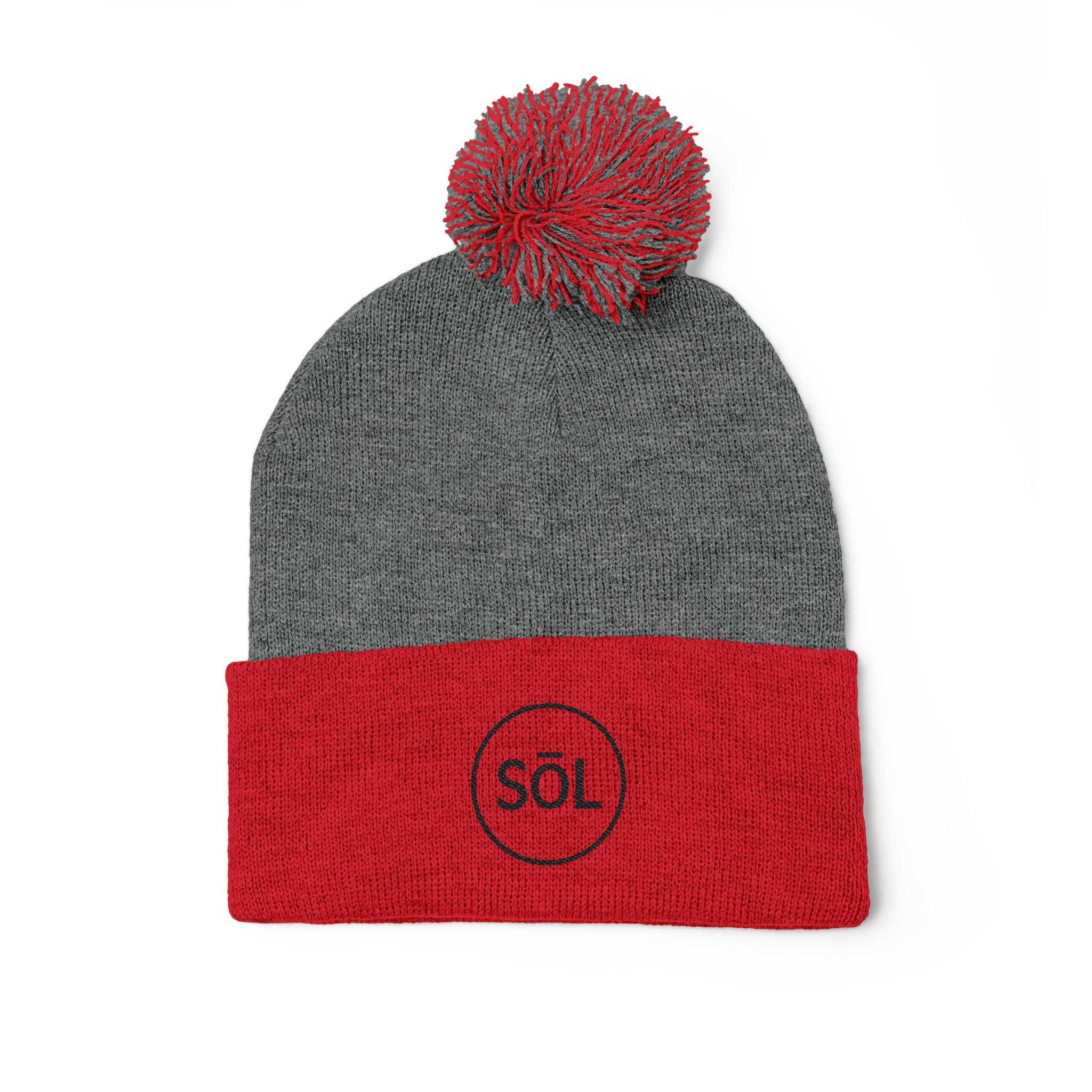 Sōl™ Clothing - Cozy Pom-Pom Knit Cap - Perfect for Winter Fashion, Ski Trips, Gift for Her, Embroidered Beanie, Casual Accessories